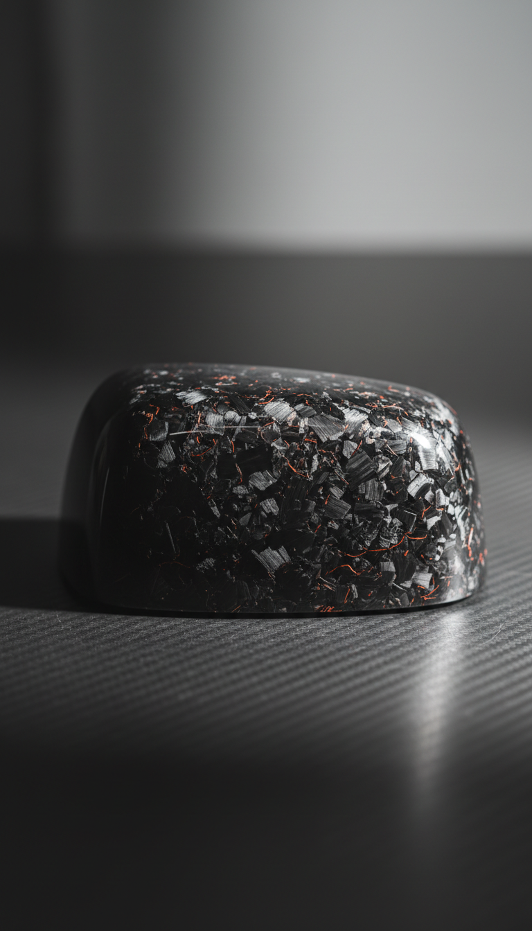 Forged carbon side mirror cap sculpted edges